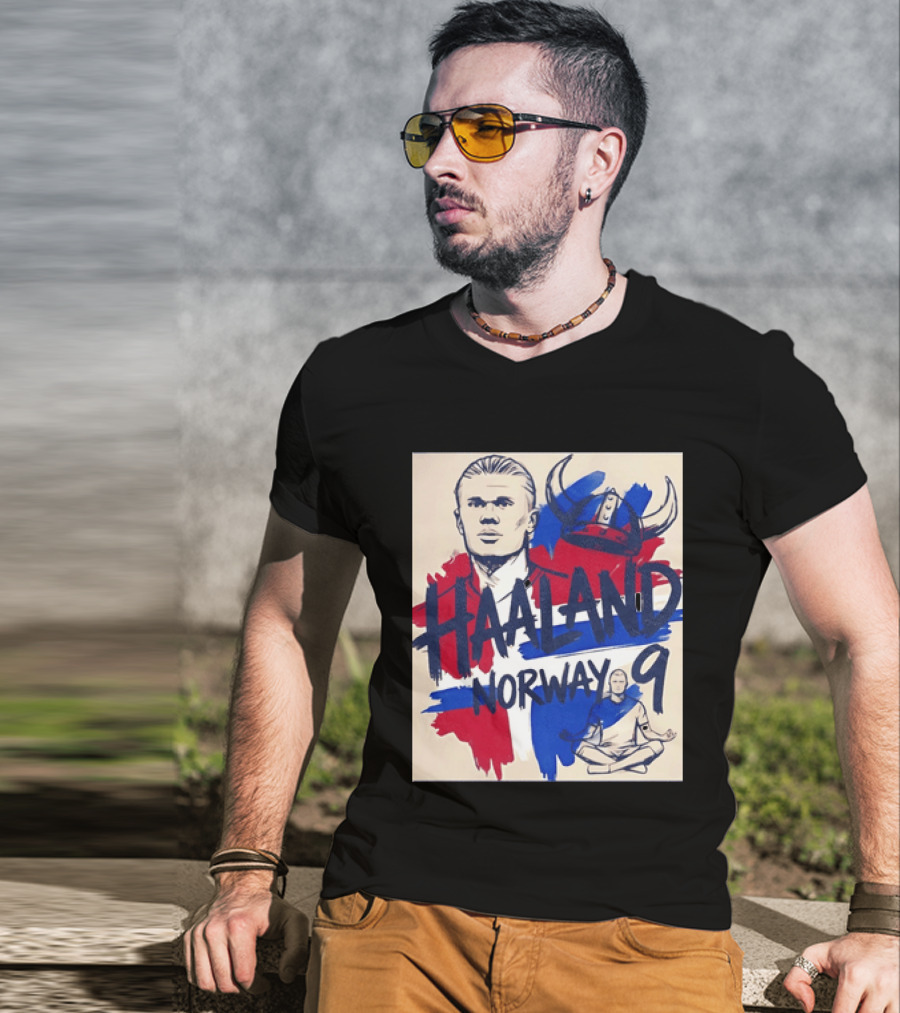 Norway Haaland Number 9 Viking Helmet Football T-Shirt