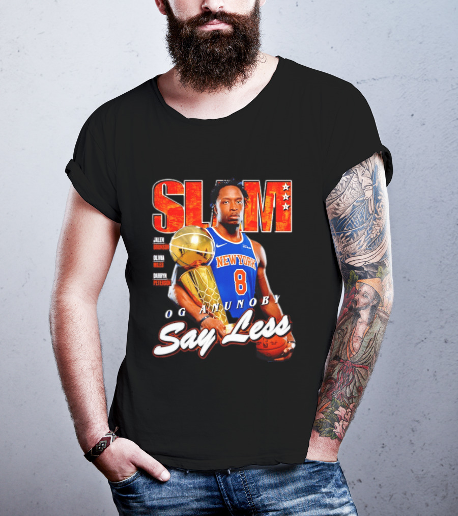 OG Anunoby New York Knicks SLAM Cover Larry O'Brien Trophy Say Less Jalen Brunson 2026 T-Shirt
