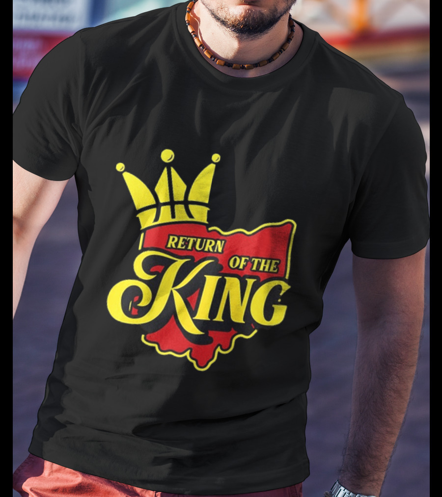 Return Of The King LeBron James Cleveland Cavaliers Basketball Crown Ohio Map T-Shirt