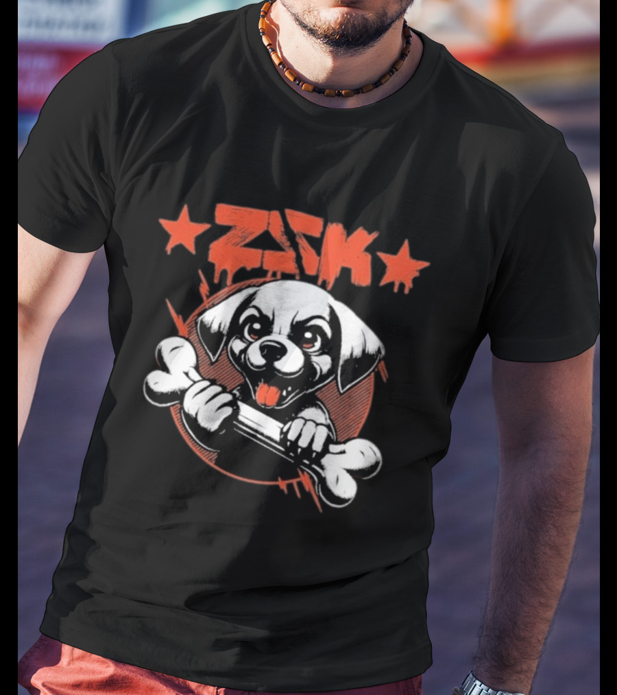 ZSK Welpe Dog Holding Bone With Stars T-Shirt