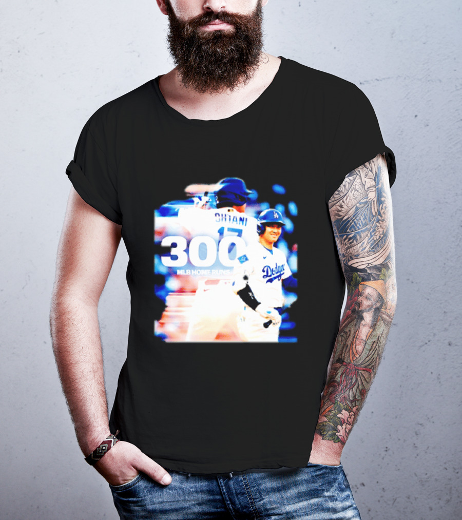 Shohei Ohtani 300 MLB Home Runs Los Angeles Dodgers Milestone Celebration T-Shirt