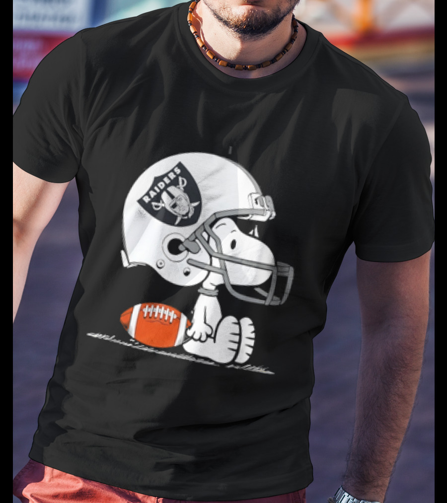 Snoopy Las Vegas Raiders Football Helmet Collaboration Peanuts NFL T-Shirt