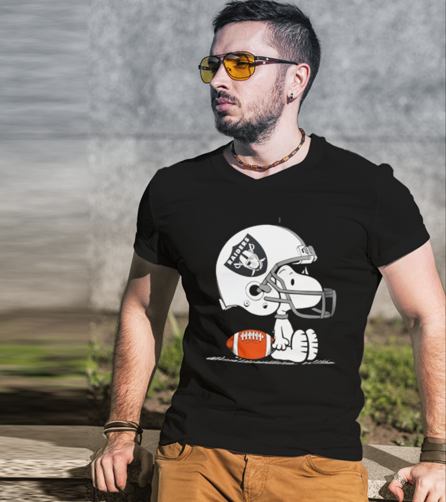 Snoopy Las Vegas Raiders Football Helmet Collaboration Peanuts NFL T-Shirt