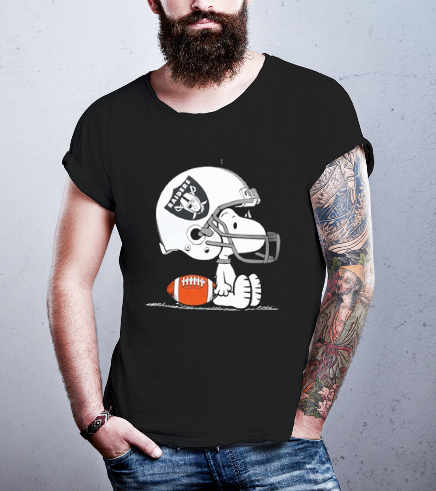 Snoopy Las Vegas Raiders Football Helmet Collaboration Peanuts NFL T-Shirt