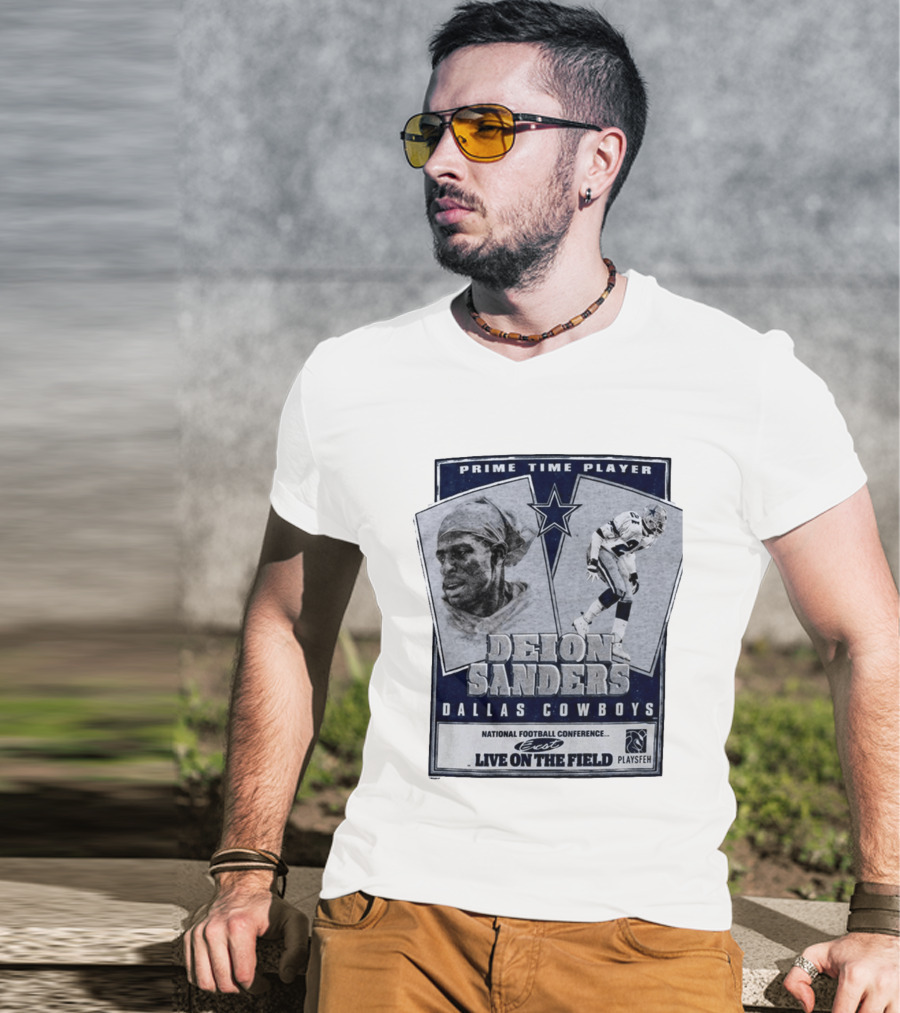 Prime Time Player Deion Sanders Dallas Cowboys Live On The Field T-Shirt