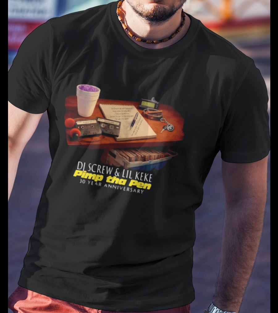 DJ Screw Lil Keke Pimp Tha Pen 30 Year Anniversary Cassette Deck Cup And Notes T-Shirt