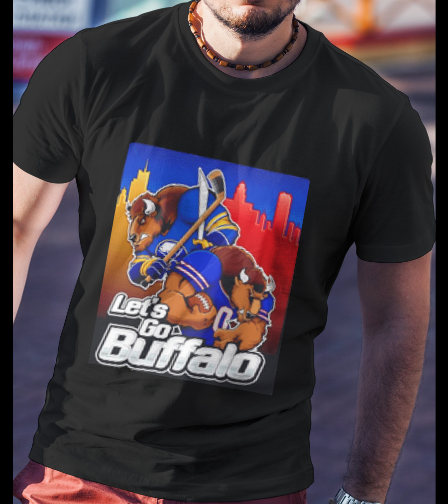 Let's Go Buffalo City Sports Teams Hockey Football Collage T-Shirt