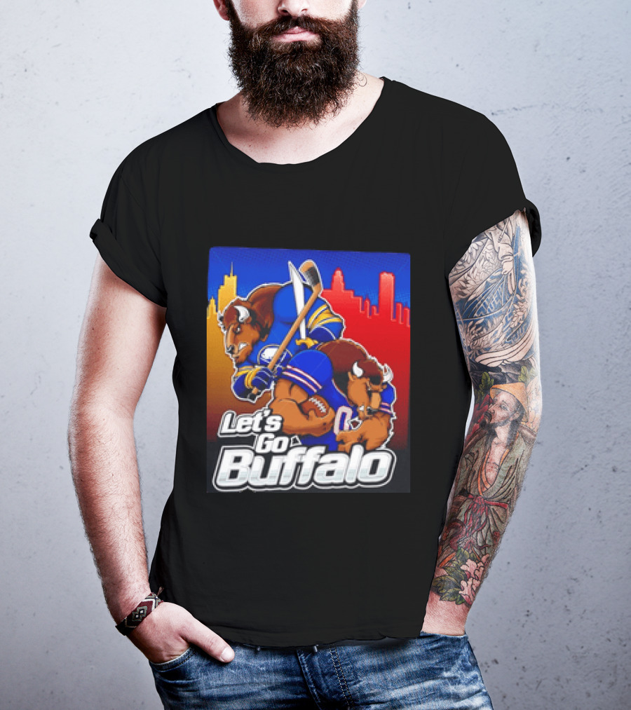 Let's Go Buffalo City Sports Teams Hockey Football Collage T-Shirt