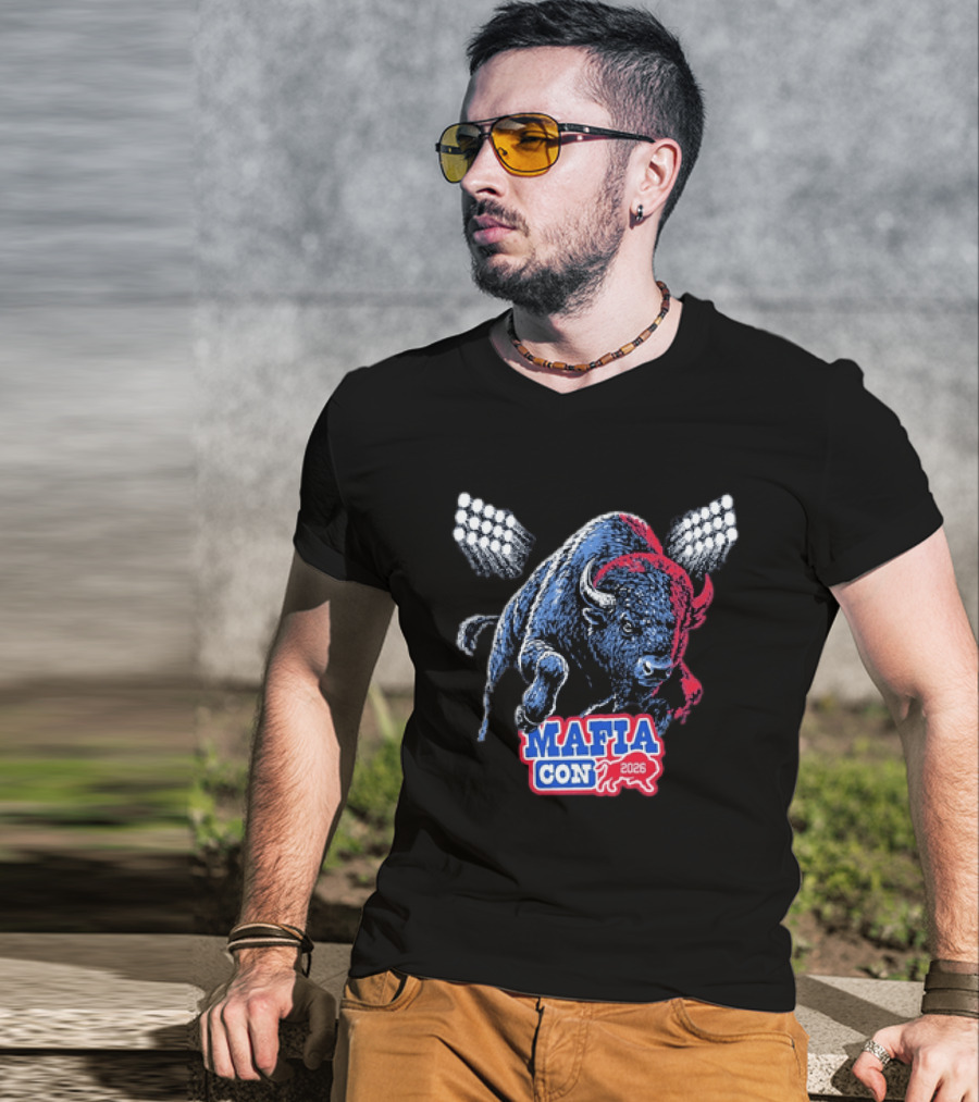 Mafia Con 2026 Buffalo Bills Bison Stadium Lights T-Shirt