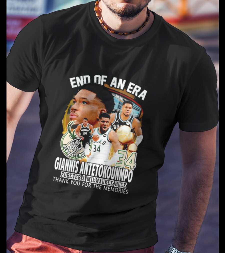 End Of An Era Giannis Antetokounmpo Milwaukee Bucks Thank You For The Memories T-Shirt