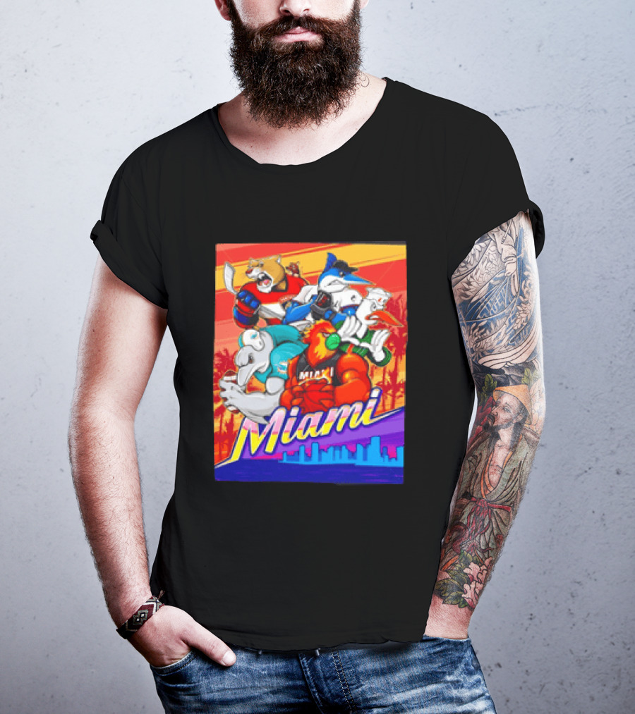 Miami Sports City Team Mascots Collage T-Shirt