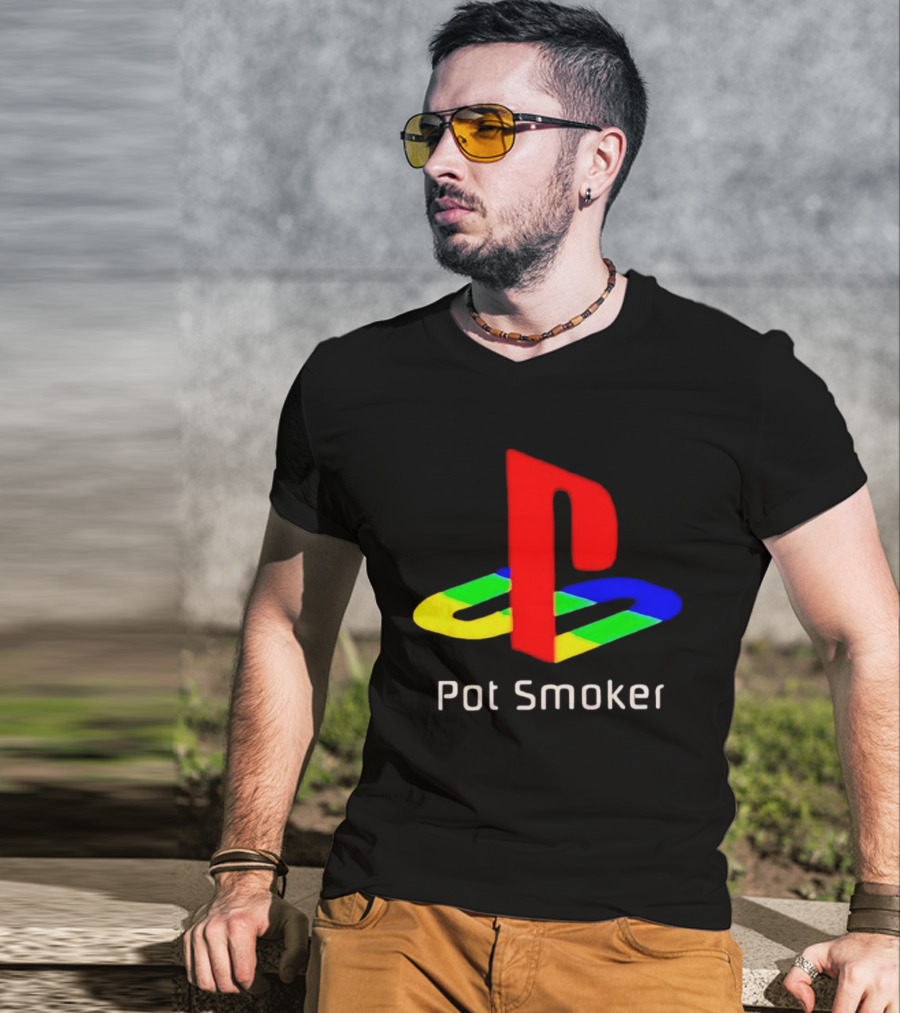 PlayStation Pot Smoker Iconic Colorful Gaming T-Shirt