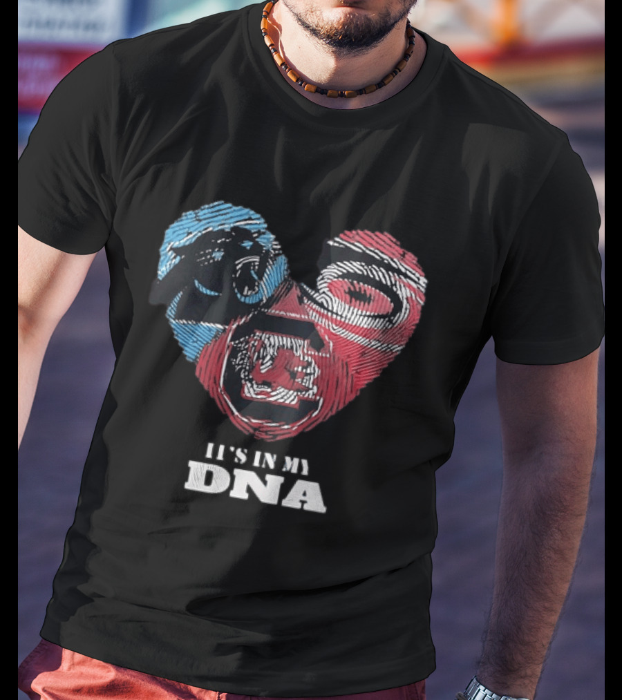 It's In My DNA Carolina Panthers Kansas City Chiefs Heart Shaped Fingerprint T-Shirt