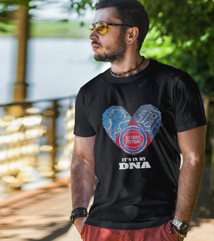 It's In My DNA Detroit Pistons Fingerprint Heart T-Shirt