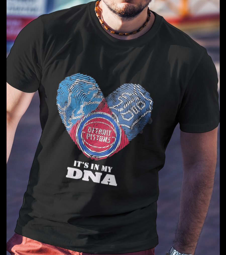 It's In My DNA Detroit Pistons Fingerprint Heart T-Shirt