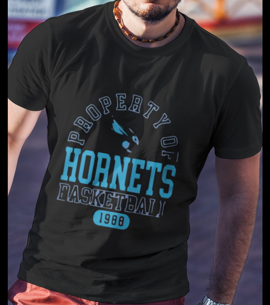 Property Of Hornets Basketball 1988 Teal Vintage Sports T-Shirt