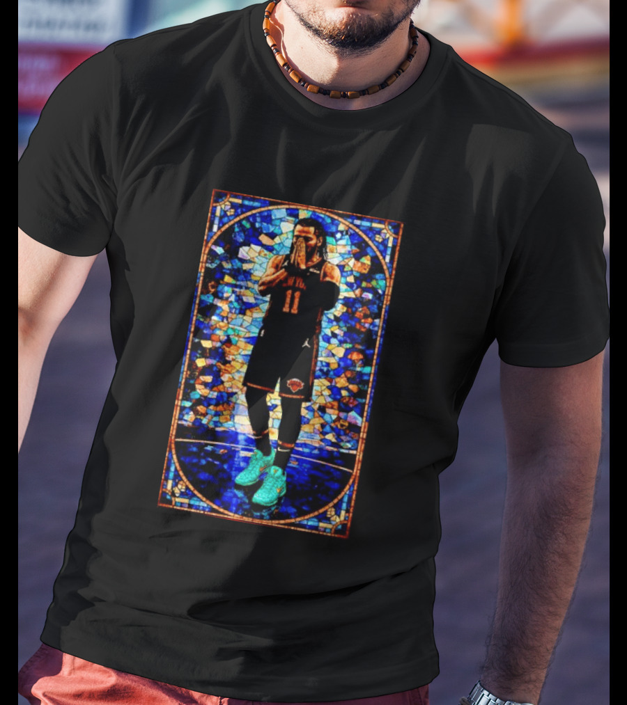 Jalen Brunson 11 New York Knicks Stained Glass Prayer NBA T-Shirt