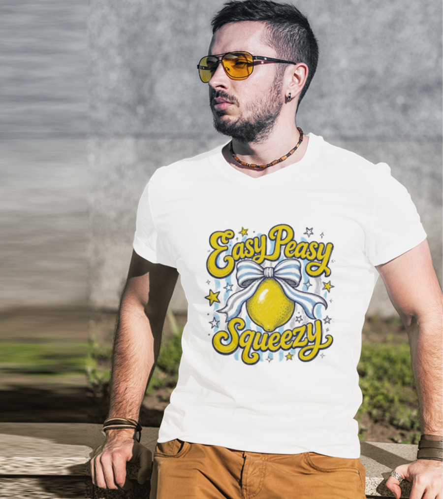 Easy Peasy Squeezy Lemon Bow Stars T-Shirt