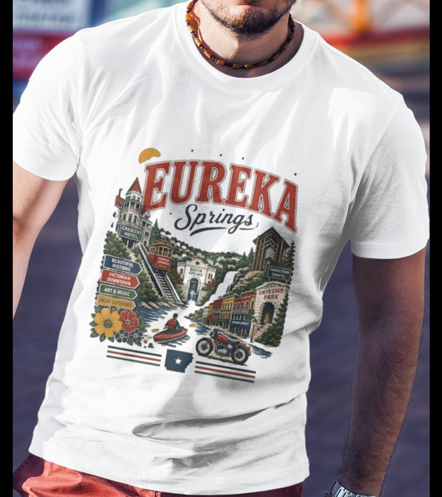 Eureka Springs Crescent Hotel Thorncrown Chapel Victorian Downtown Onyx Cave Basin Park Great Outdoors Art Music T-Shirt