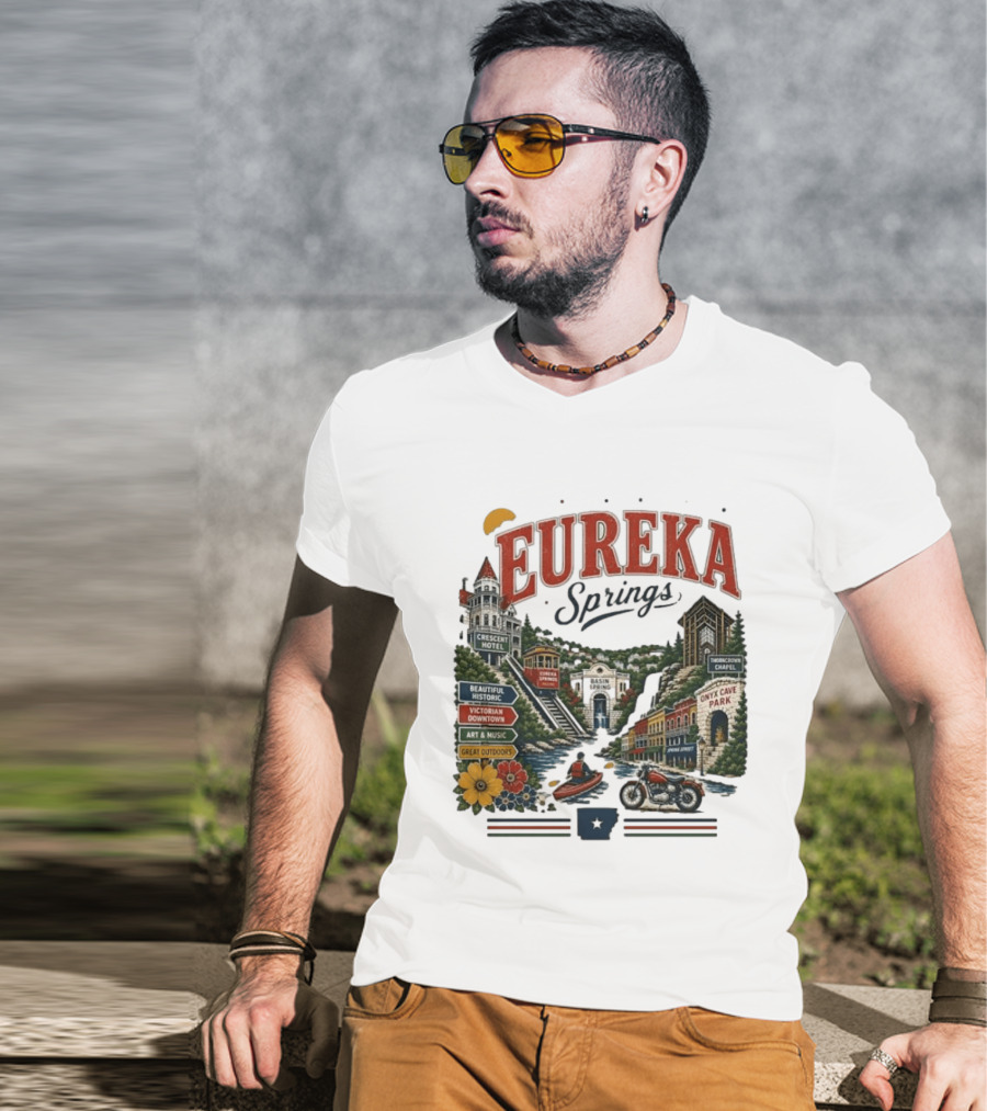 Eureka Springs Crescent Hotel Thorncrown Chapel Victorian Downtown Onyx Cave Basin Park Great Outdoors Art Music T-Shirt
