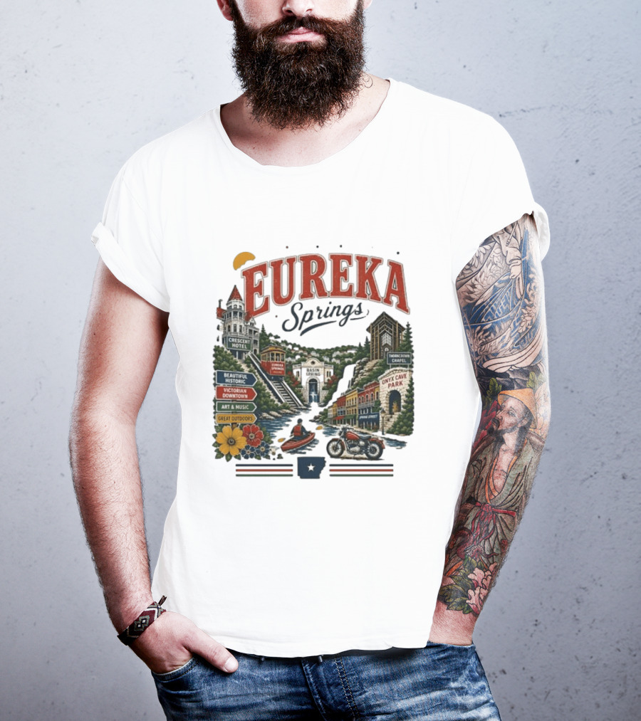 Eureka Springs Crescent Hotel Thorncrown Chapel Victorian Downtown Onyx Cave Basin Park Great Outdoors Art Music T-Shirt