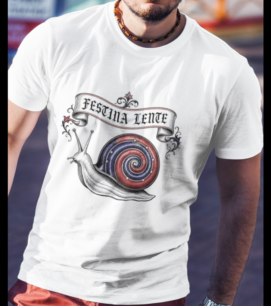 Festina Lente Latin Motto Snail Spiral T-Shirt