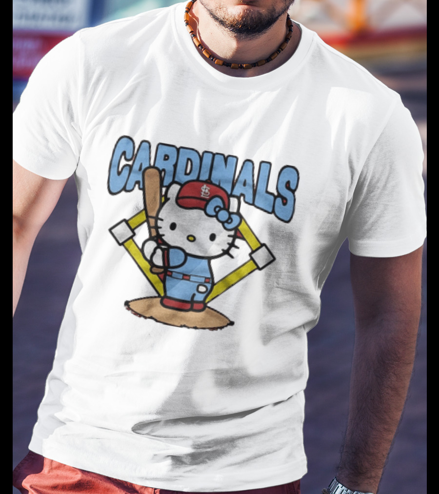 Hello Kitty St Louis Cardinals Baseball Batter MLB Cartoon T-Shirt