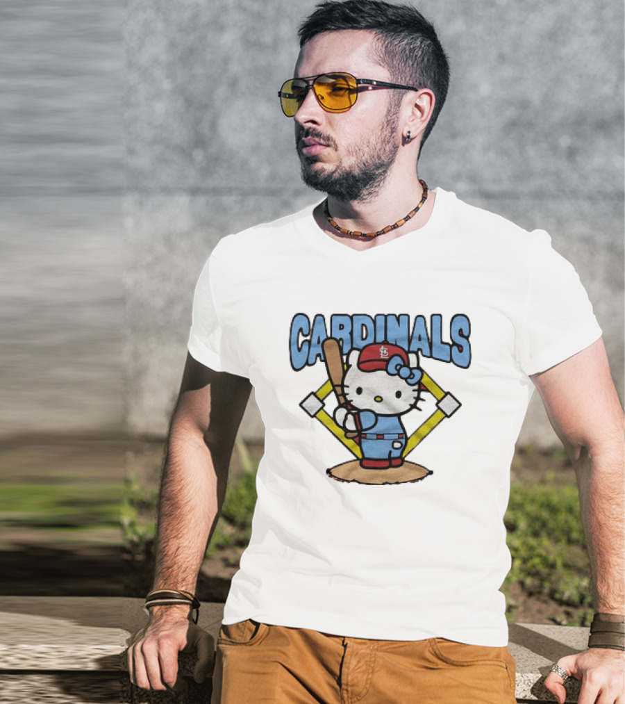 Hello Kitty St Louis Cardinals Baseball Batter MLB Cartoon T-Shirt