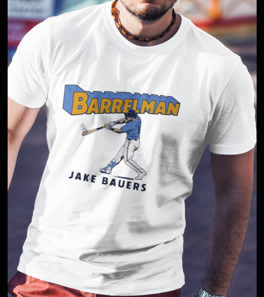 Milwaukee Brewers Barrelman Jake Bauers Swinging Bat T-Shirt