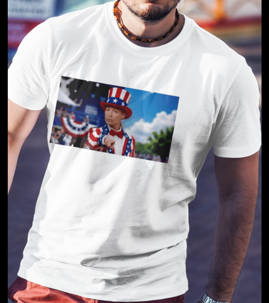 Sophia Cunningham Uncle Sam Patriotic Costume Red White Blue Stars And Stripes T-Shirt