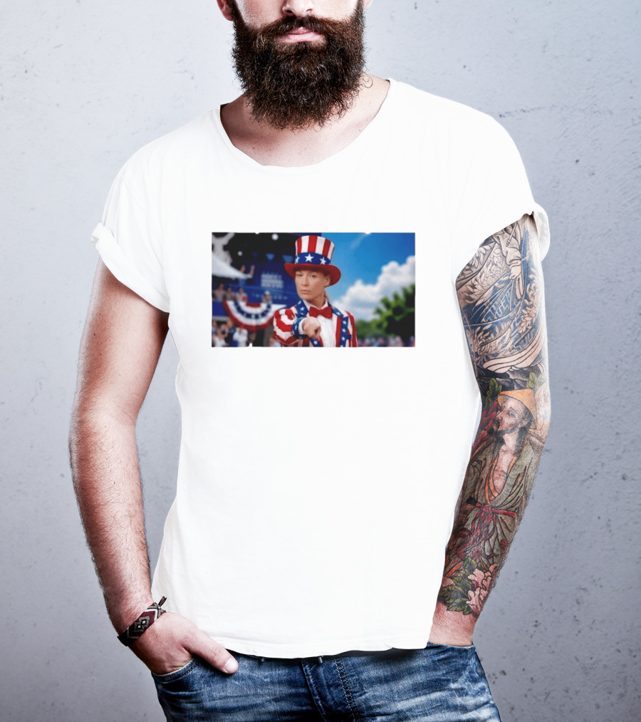 Sophia Cunningham Uncle Sam Patriotic Costume Red White Blue Stars And Stripes T-Shirt