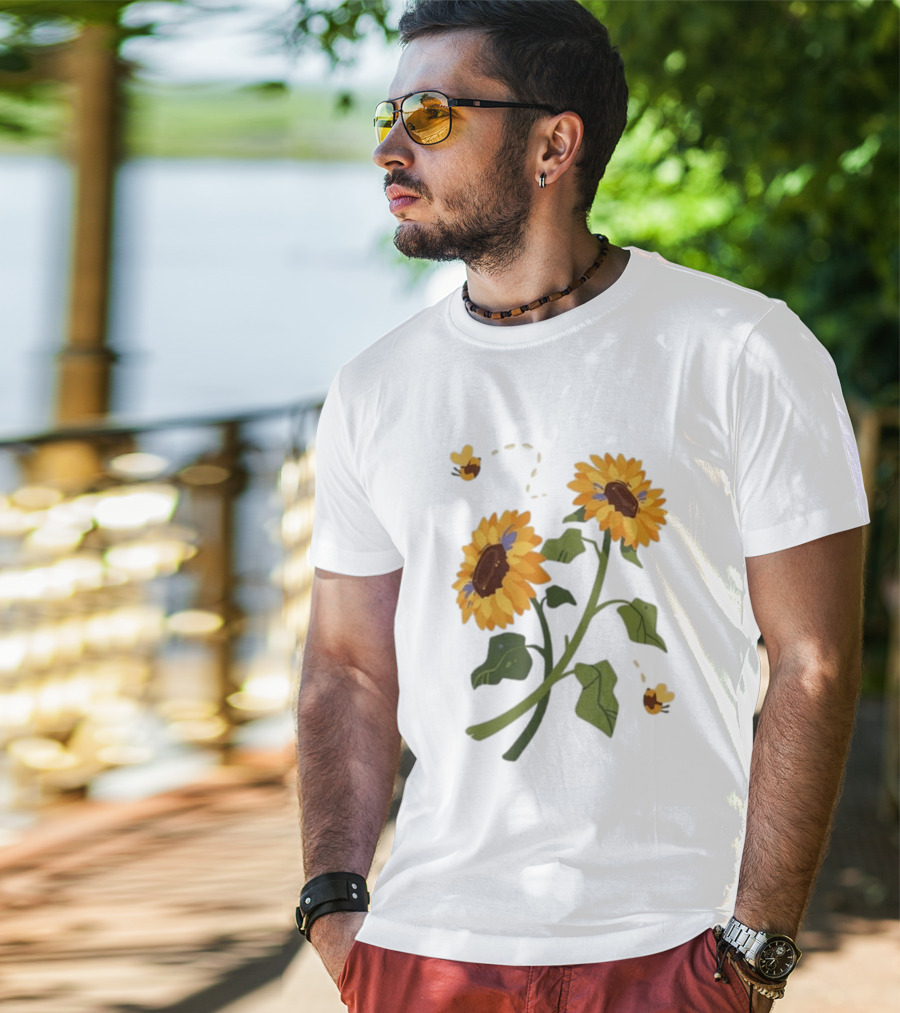Sunflower Good Times With Sunflowers Bees And Scar Suowers T-Shirt