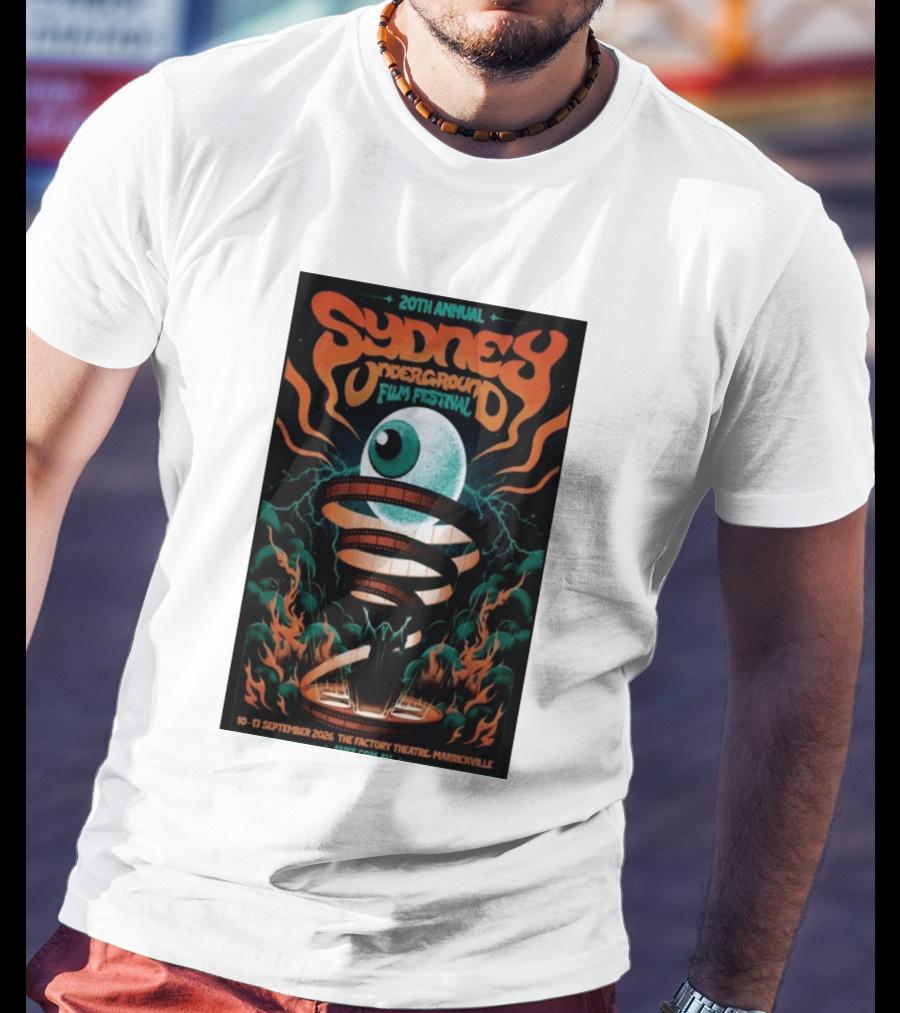 20th Annual Sydney Underground Film Festival Sept 10 13 2026 The Factory Theatre Marrickville Vintage Eye Spiral T-Shirt