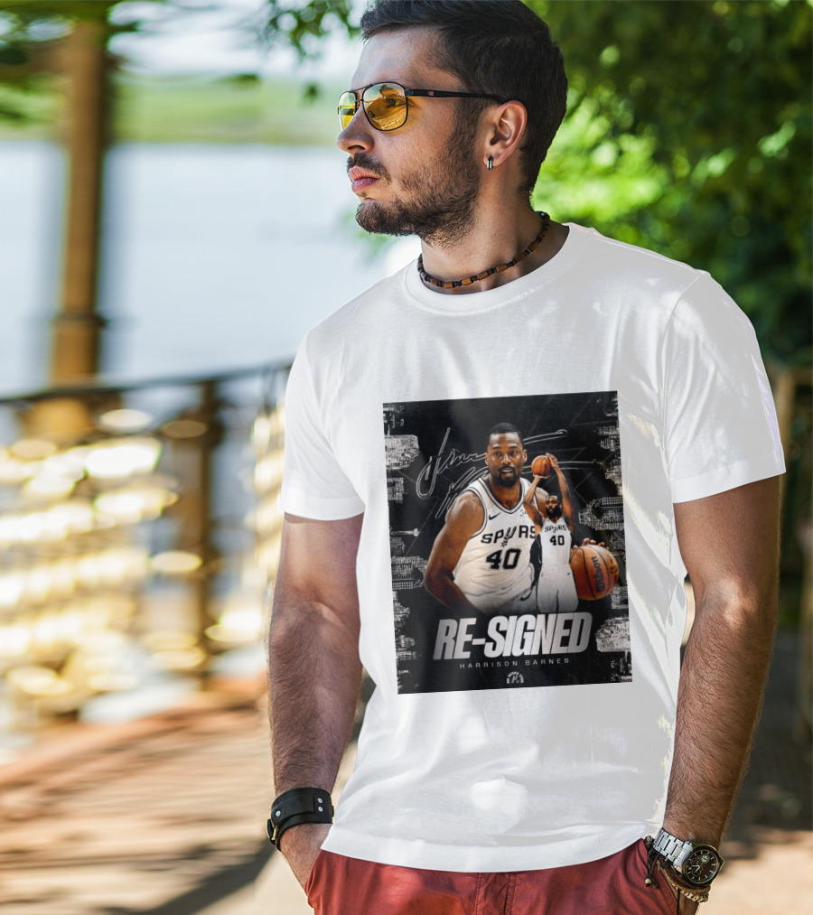 Re Signed Harrison Barnes Spurs 40 Basketball Return T-Shirt