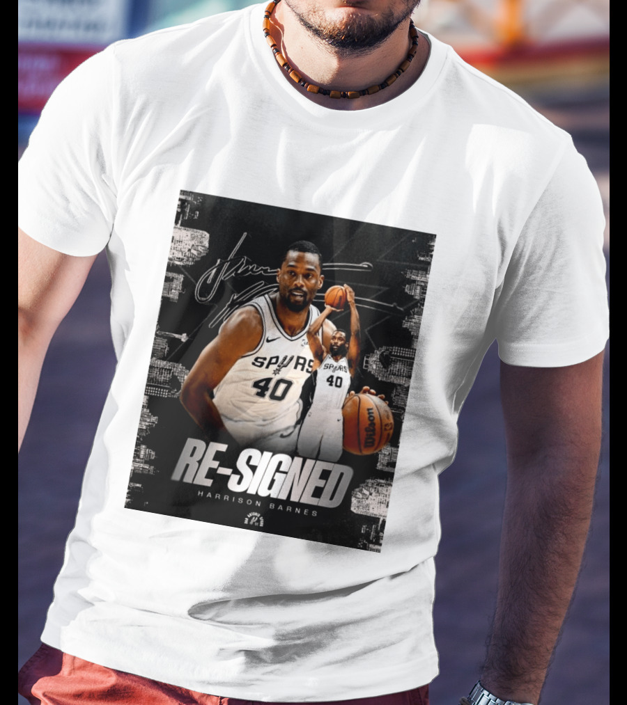 Re Signed Harrison Barnes Spurs 40 Basketball Return T-Shirt