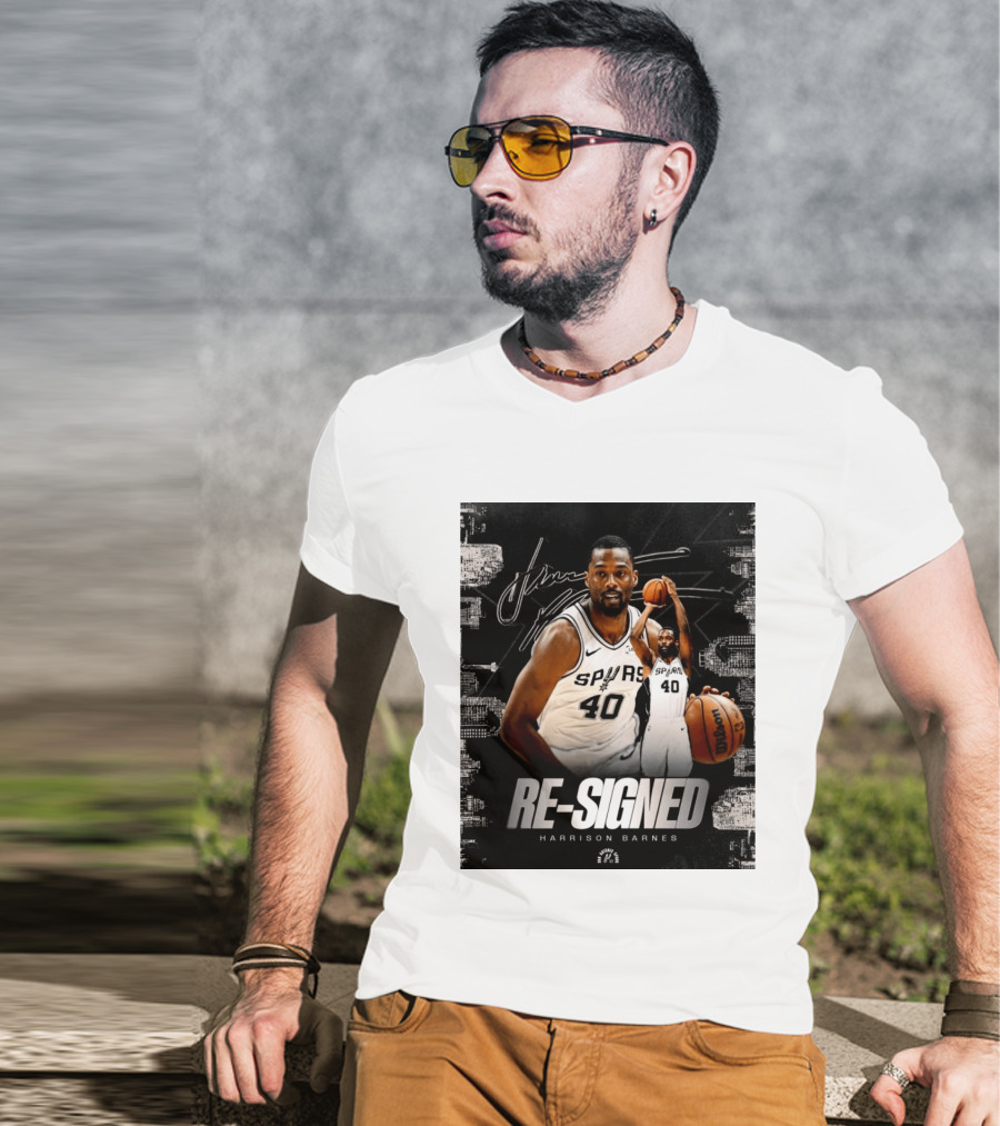 Re Signed Harrison Barnes Spurs 40 Basketball Return T-Shirt