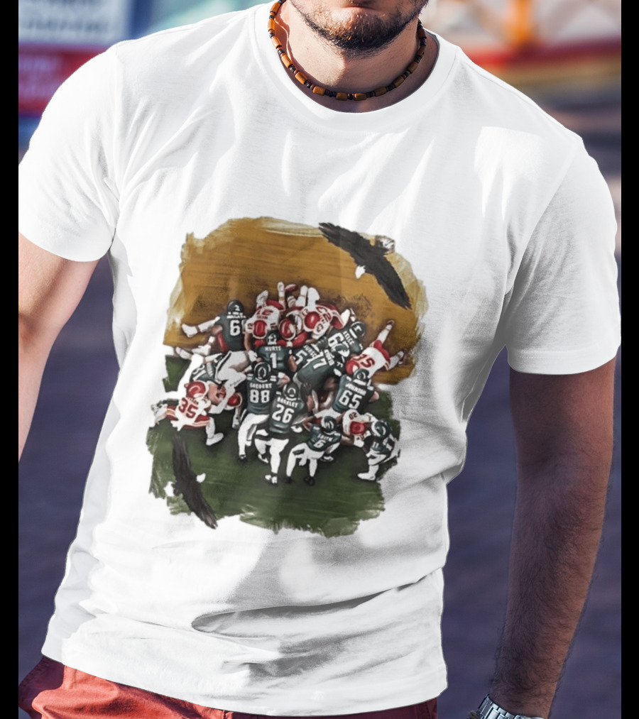 Philadelphia Eagles Tush Push Football Play Action With Team Players And Opponents T-Shirt
