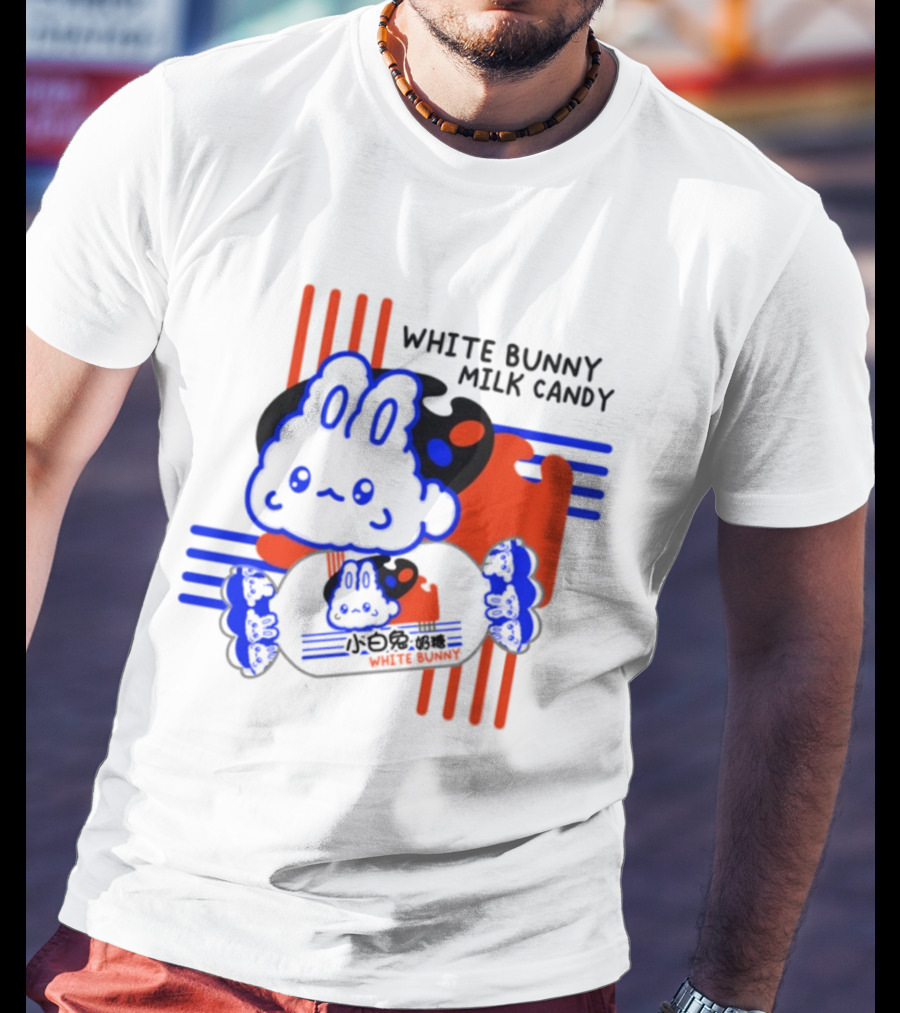 White Bunny Milk Candy Kawaii Asian Snacks Cute Blue Japanese T-Shirt