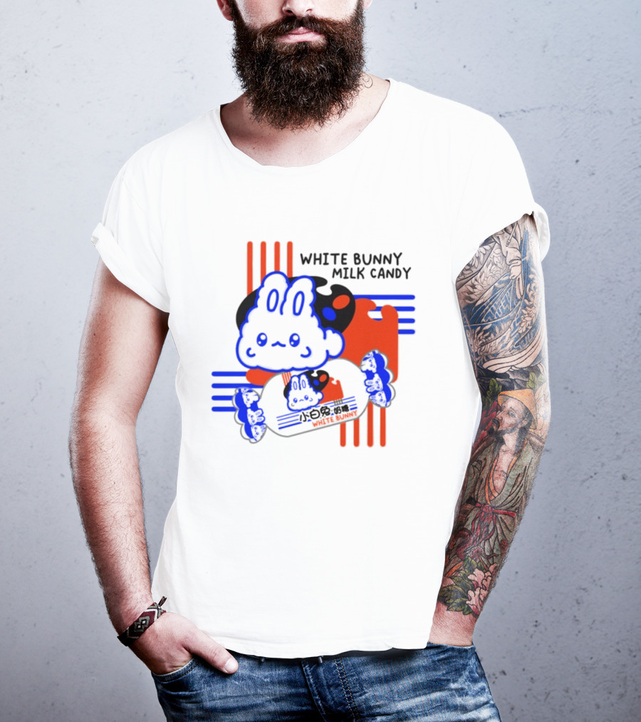 White Bunny Milk Candy Kawaii Asian Snacks Cute Blue Japanese T-Shirt