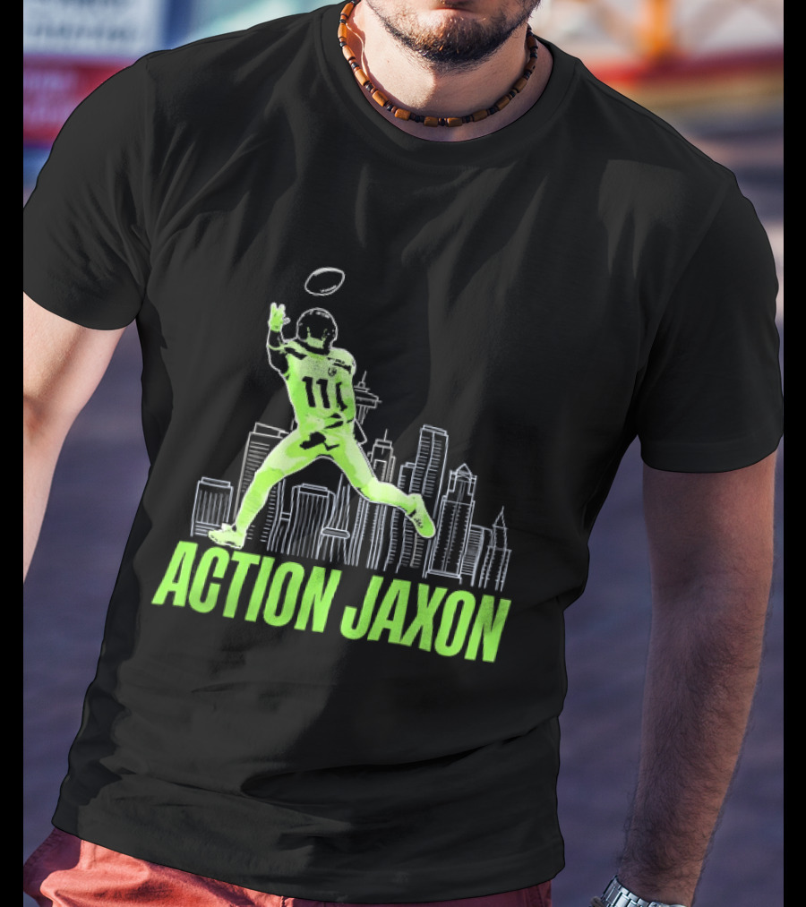Action Jaxon Seattle Skyline Football Catcher T-Shirt