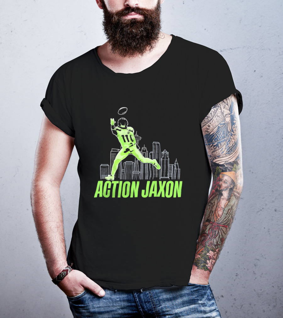 Action Jaxon Seattle Skyline Football Catcher T-Shirt