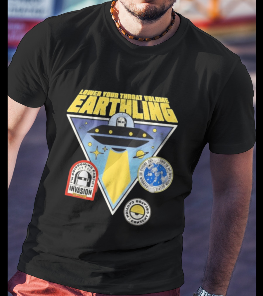 Lower Your Throat Volume Earthling Invasion Postponed Futurama Bender Planet Express Delivery T-Shirt