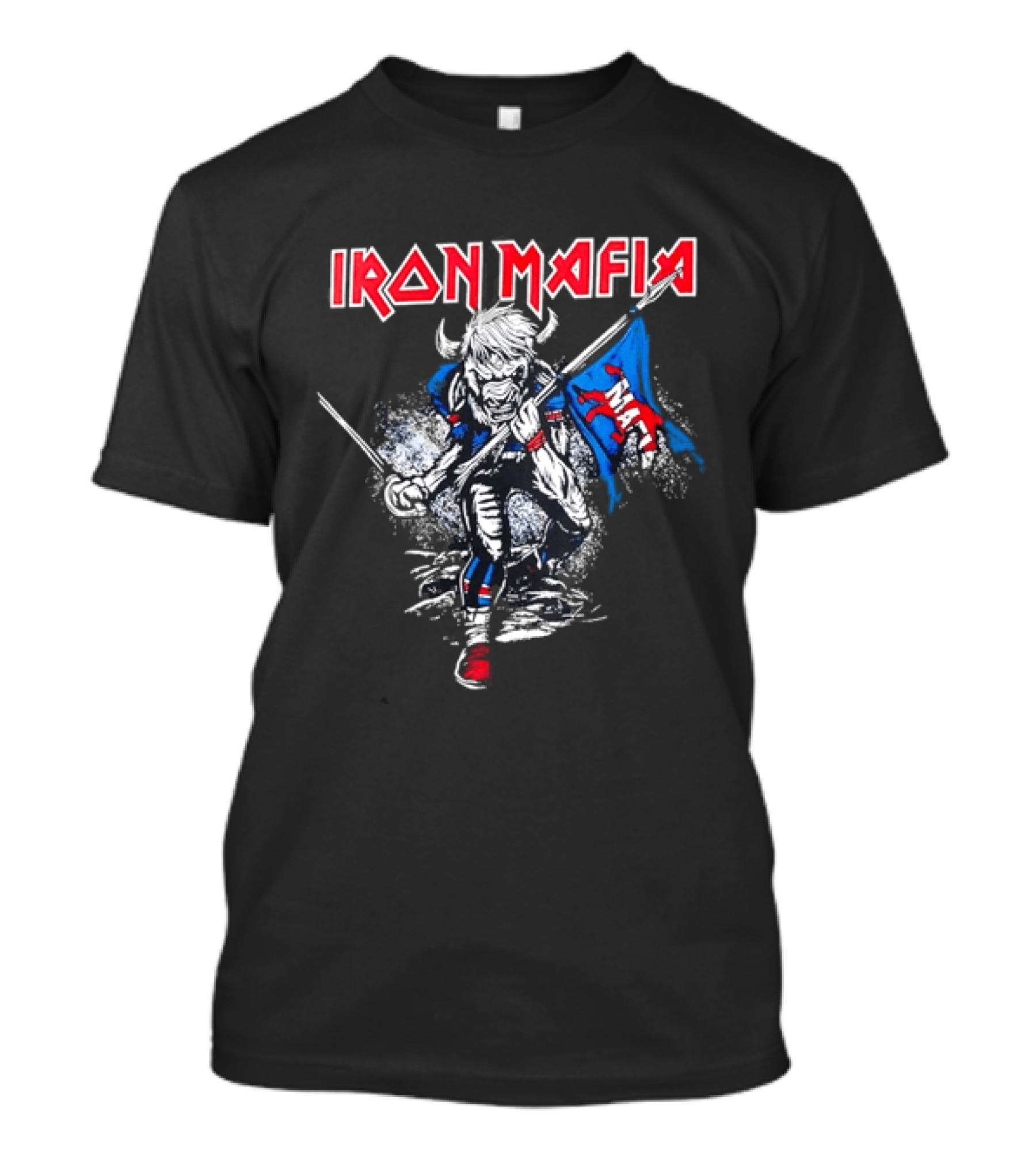 Iron Mafia Buffalo Bull Charging With Flag Buffalo Bills T-Shirt