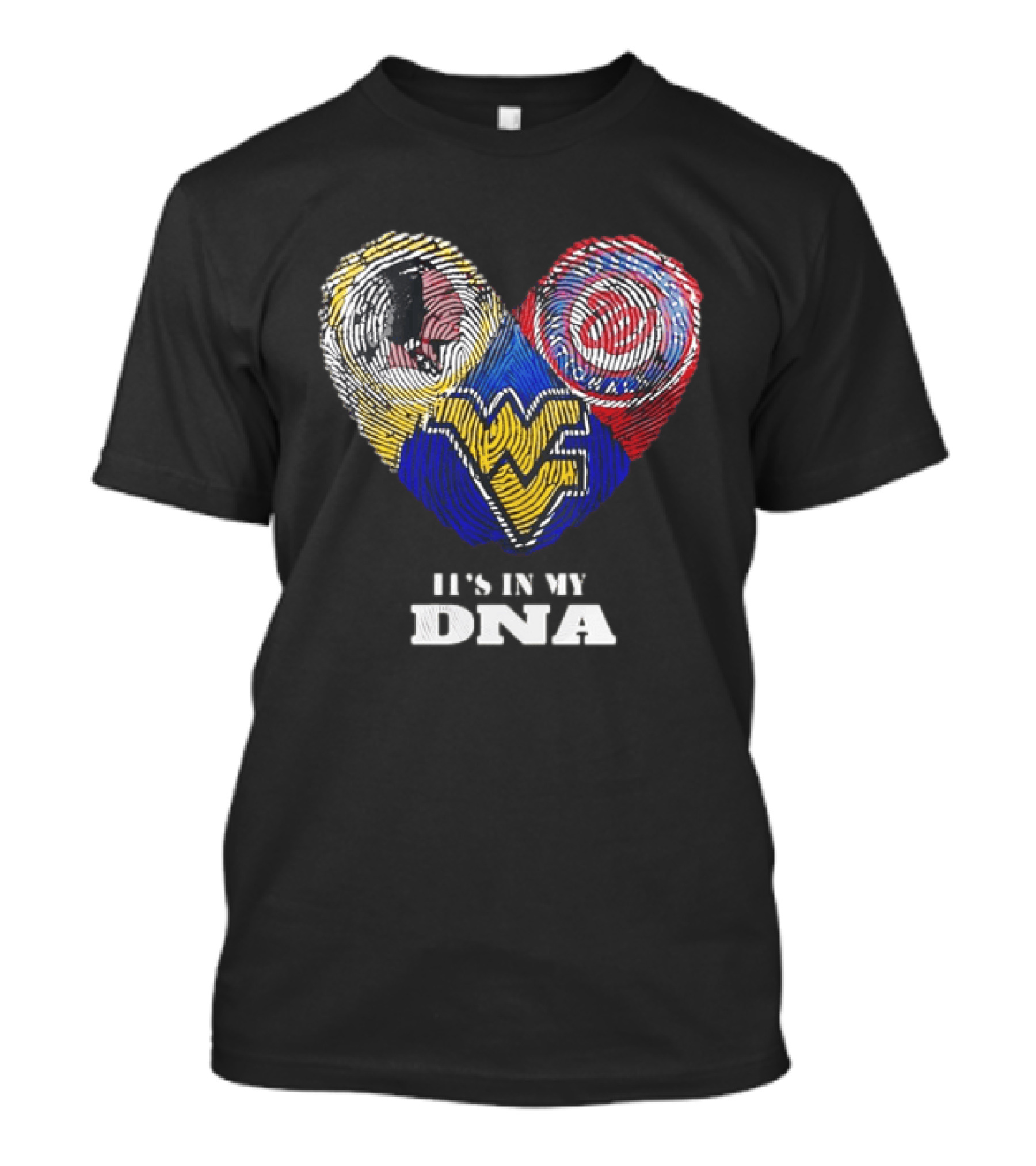 It Is In My DNA West Virginia Mountaineers Washington Commanders Logos Fingerprint T-Shirt