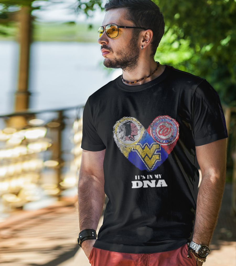 It Is In My DNA West Virginia Mountaineers Washington Commanders Logos Fingerprint T-Shirt