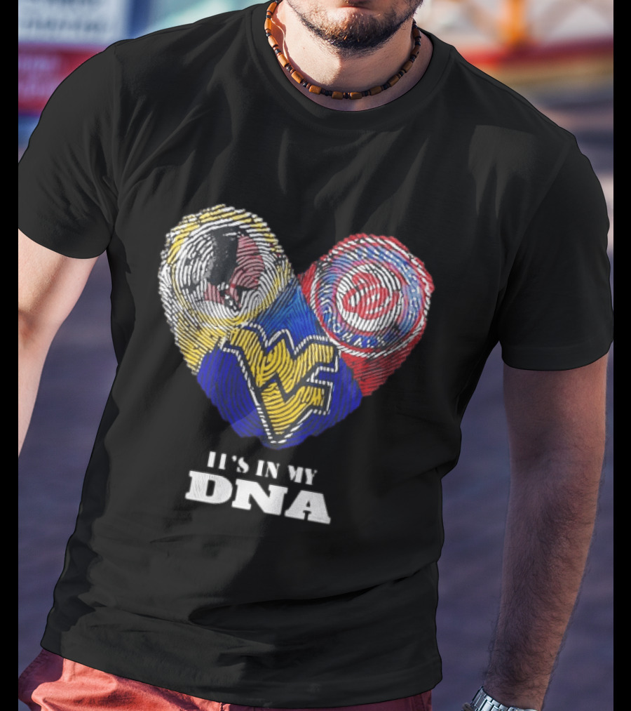 It Is In My DNA West Virginia Mountaineers Washington Commanders Logos Fingerprint T-Shirt