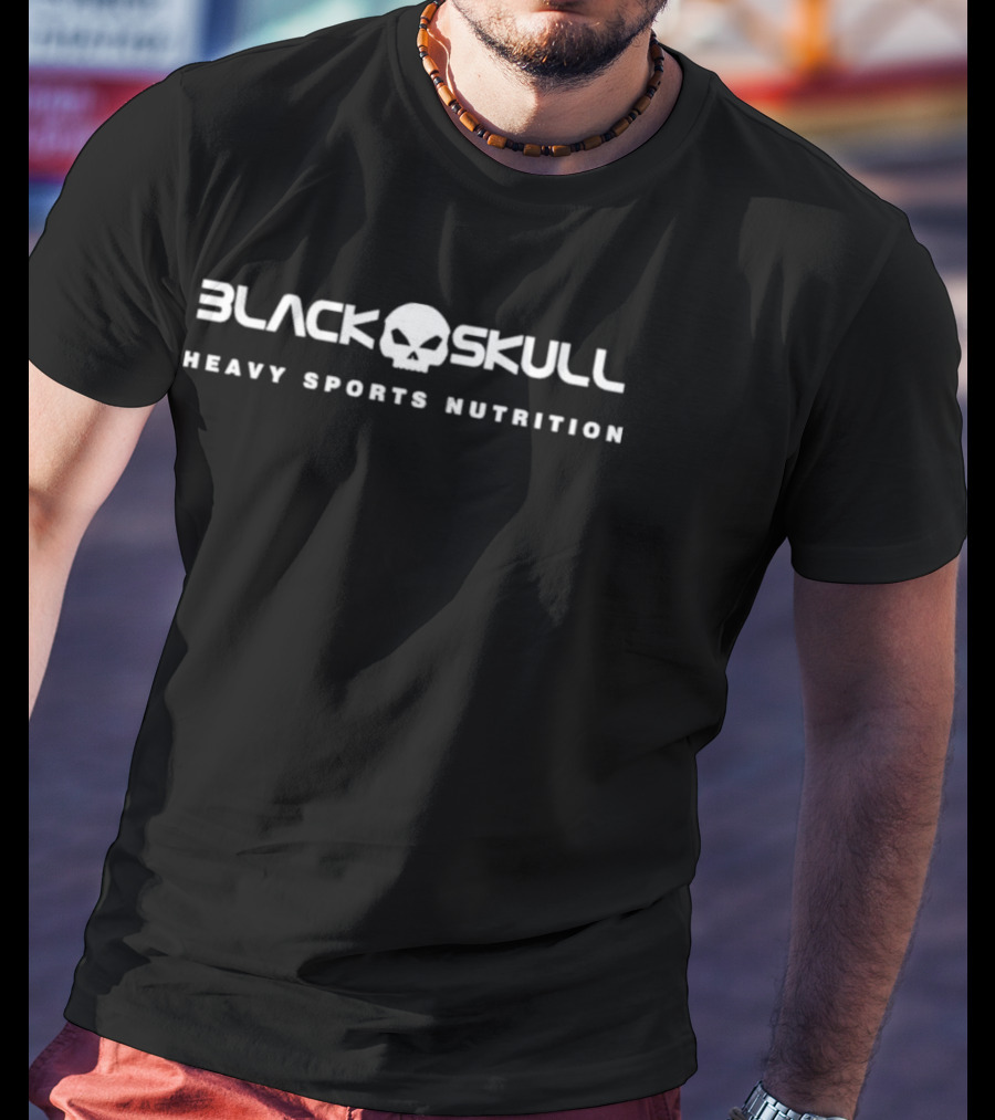 Cielo Carmín Black Skull Heavy Sports Nutrition T-Shirt