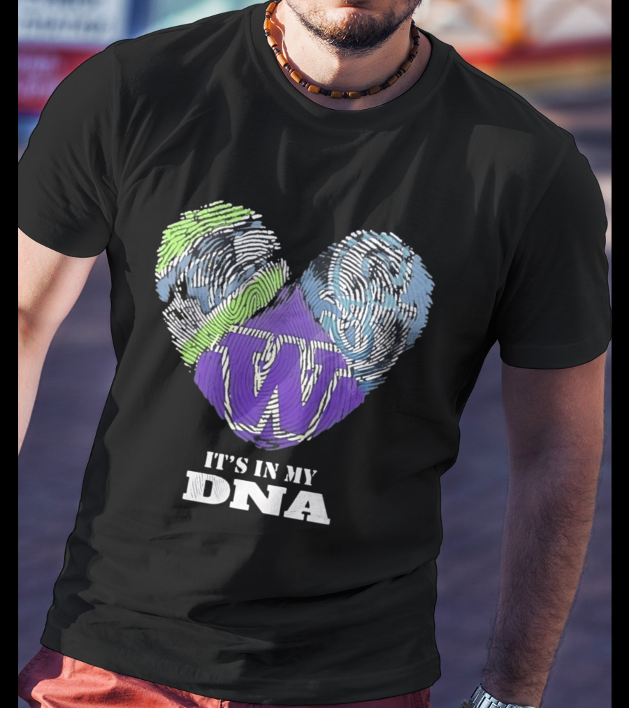 Washington Huskies It's In My DNA Fingerprint Heart T-Shirt