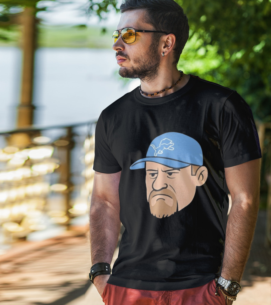 Detroit Lions Grumpy Man With Hat Football Team Fan T-Shirt