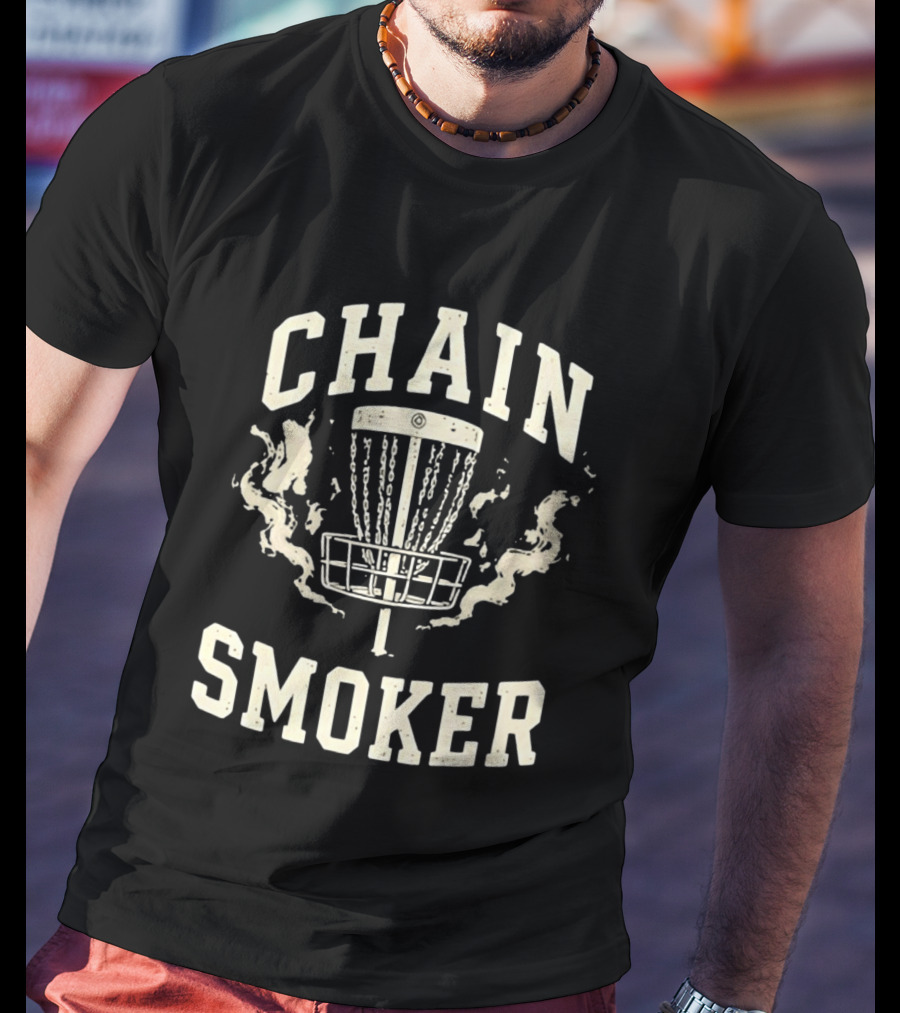 Disc Golf Fanatic Chain Smoker With Basket And Chains T-Shirt